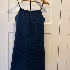VINTAGE Blue Threads Authentic Clothing - dark wash denim mini dress